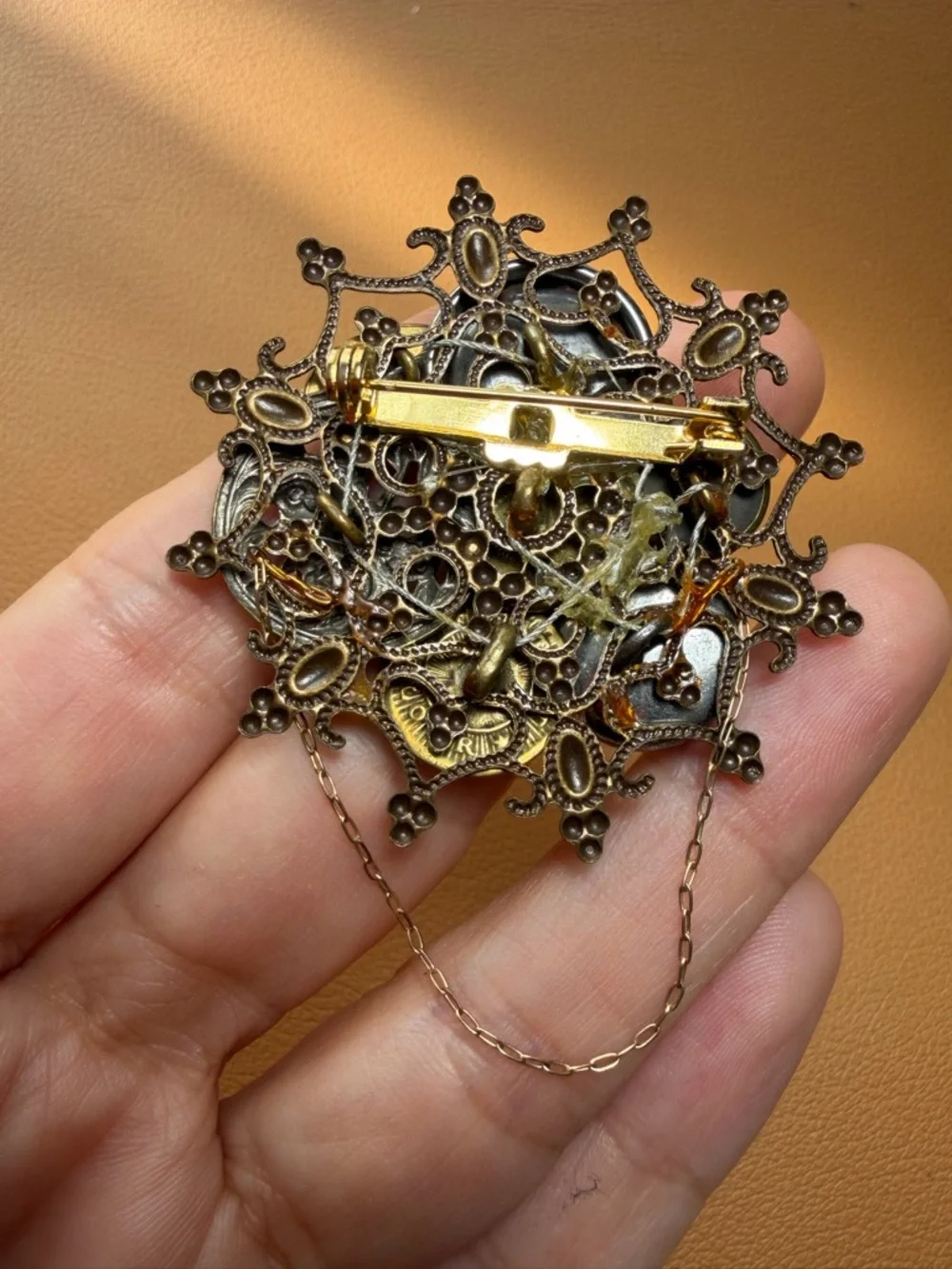 Handmade Vintage Button Collage Brooch – Steampunk Victorian Style - Picture 5 of 12